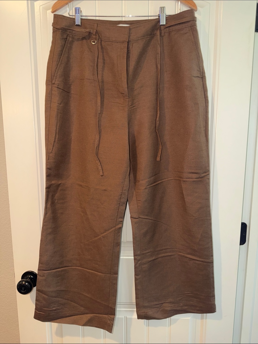 LOFT Brown Wide-Leg Drawstring Pants